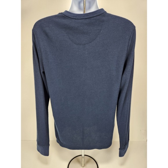 Spyder Shirt Mens Large Blue Waffle Knit Thermal Henley Long Sleeve Base Layer - Picture 3 of 10